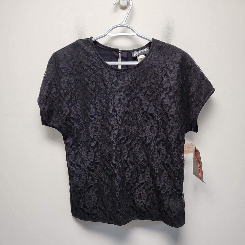 Vintage Requirements Blouse Black Lace overlay shell size 9/10 New‎